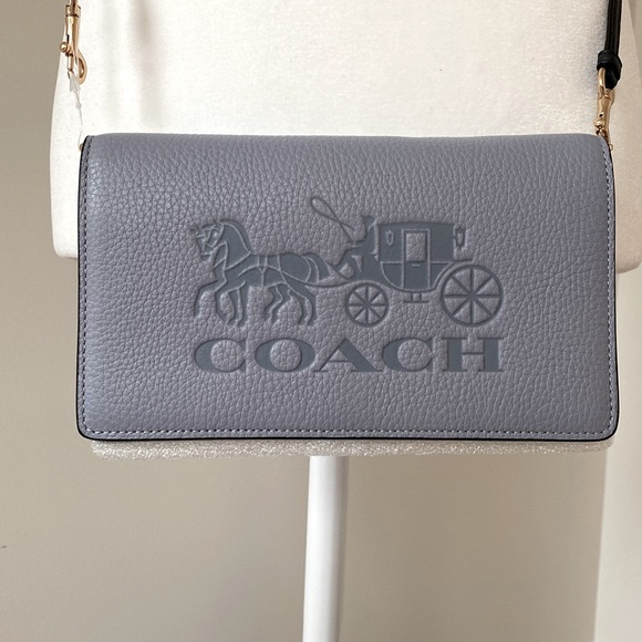 NWT Coach Anna Foldover Clutch in Colorblock with Horse and Carriage Twilight - Picture 2 of 5